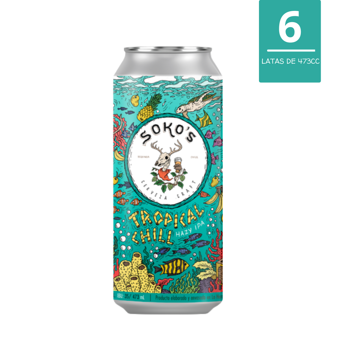6 Cervezas 473cc Tropical Chill – Cerveza Soko's